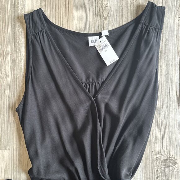 Gap Black Tie Waist Pants Wide Leg Cropped Romper NWT Size XS - Picture 11 of 11